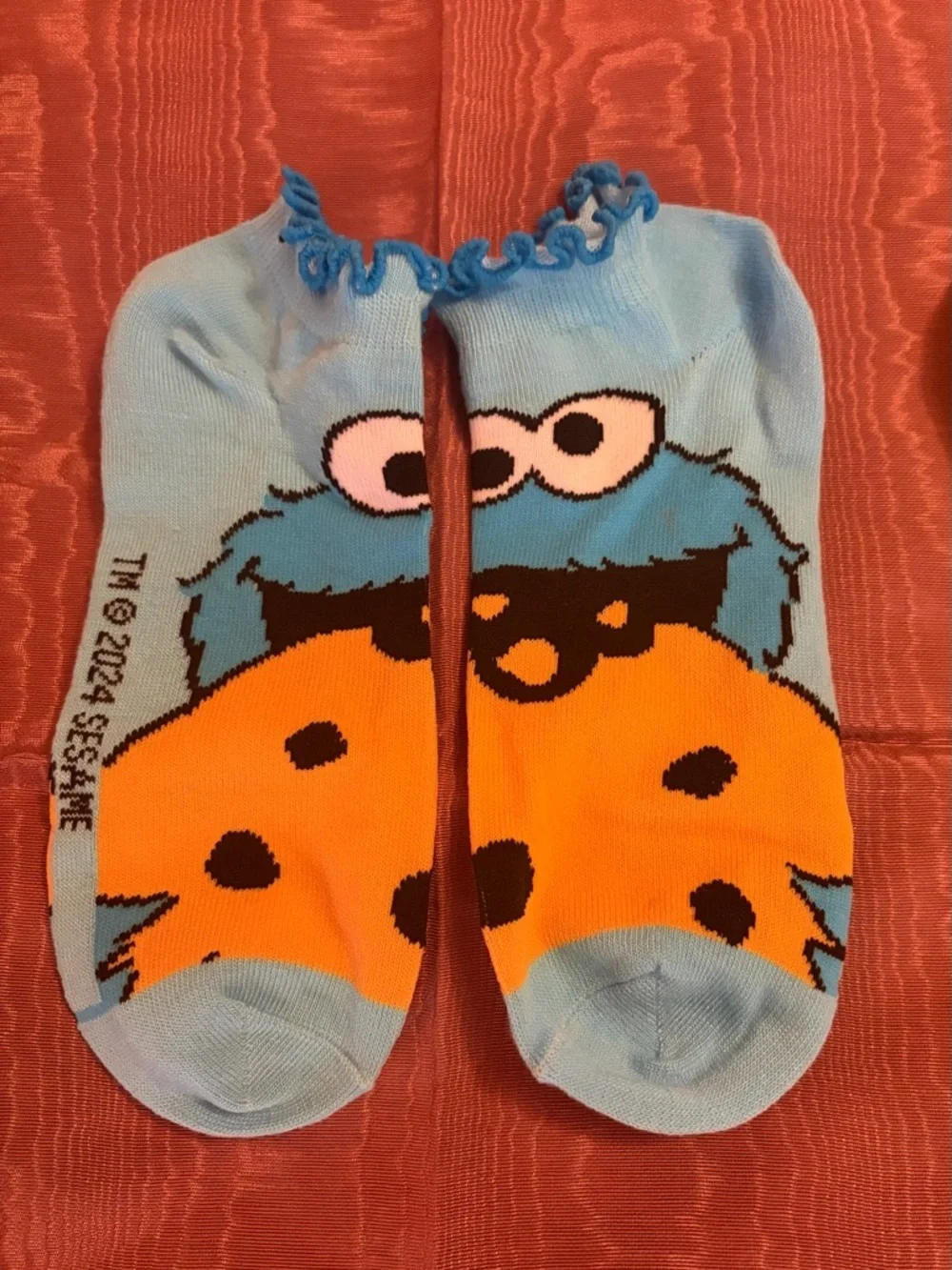 Bioworld NWOT Sesame Street Ankle Socks Blue Cookie Monster & Yellow Big Bird OS